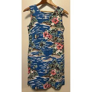 Vtg Hilo Hattie Sleeveless Midi Dress Floral Tropical Hawaii Islands Women Sz 10